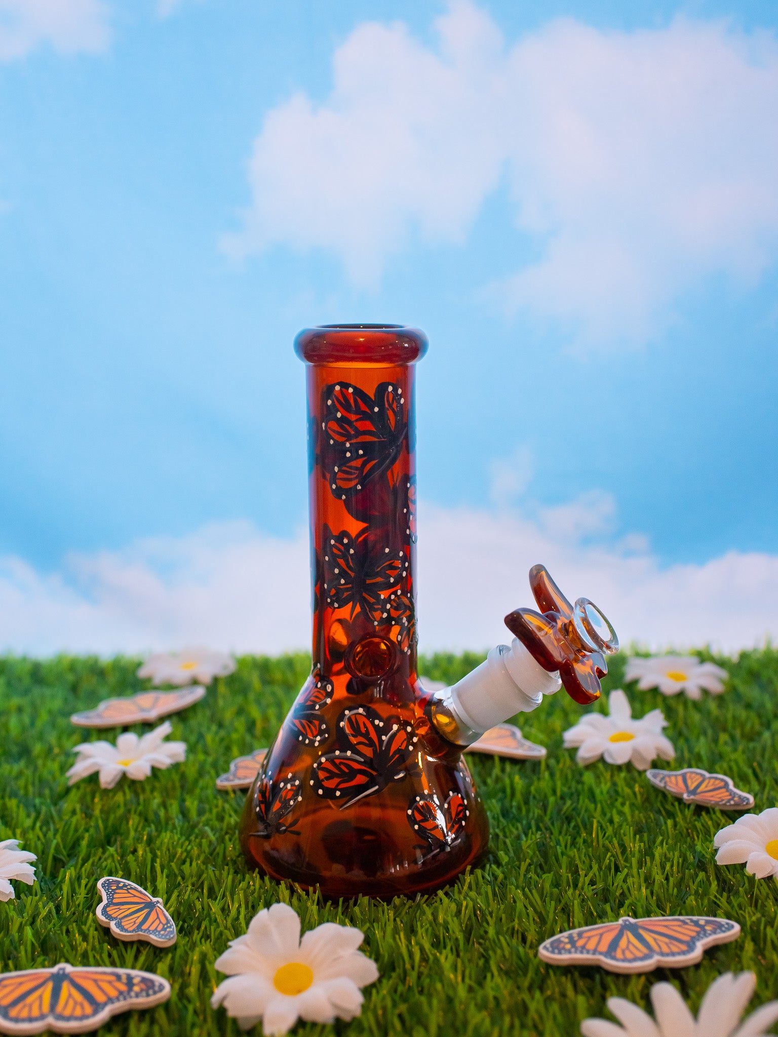 Beautiful Butterfly Beaker Bong