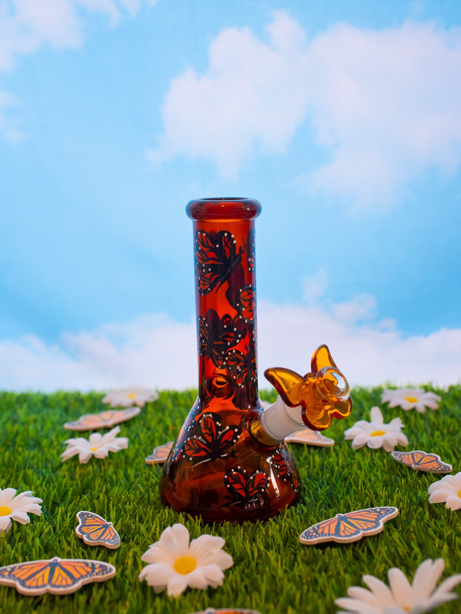 Beautiful Butterfly Beaker Bong