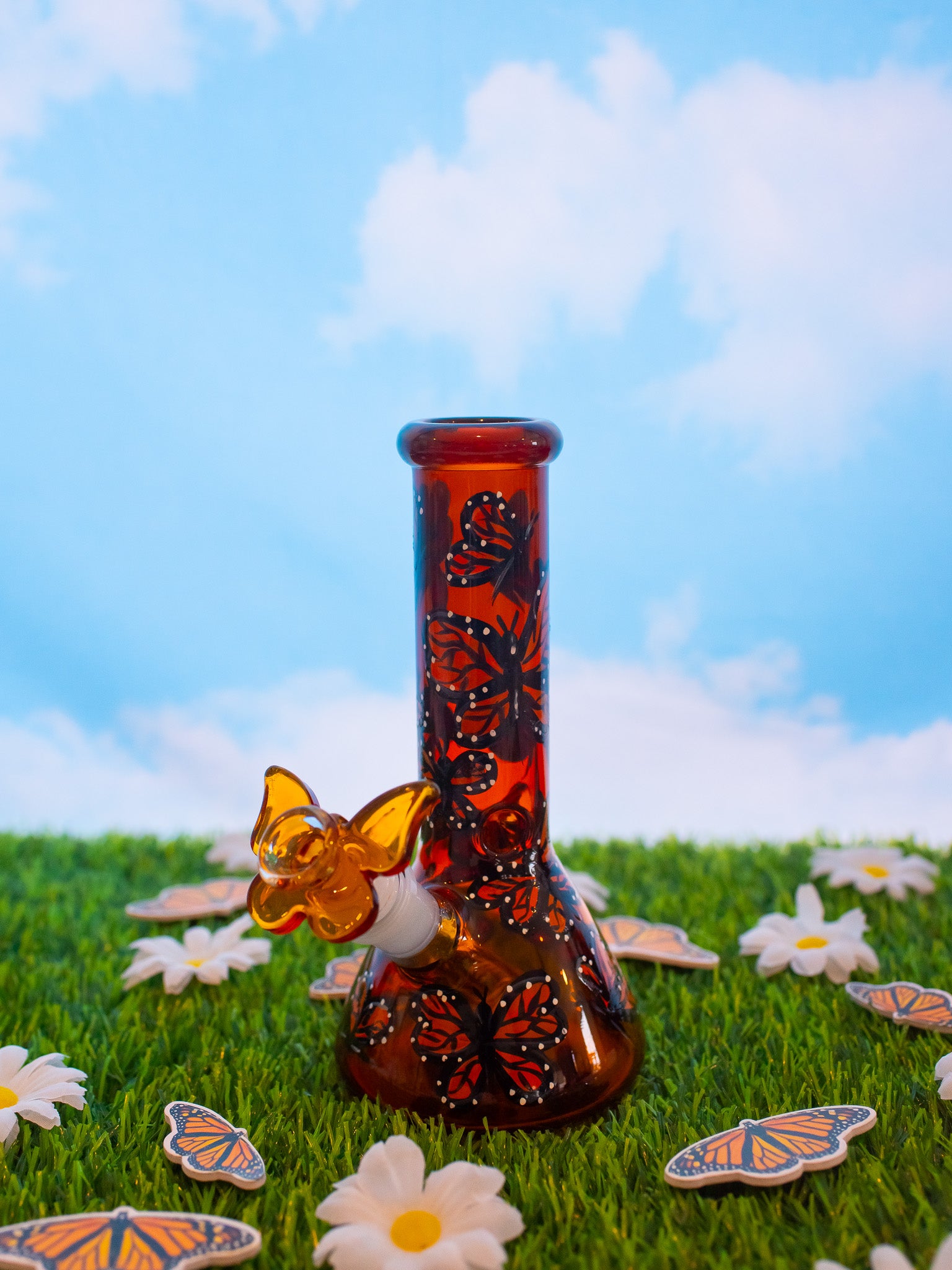 Beautiful Butterfly Beaker Bong