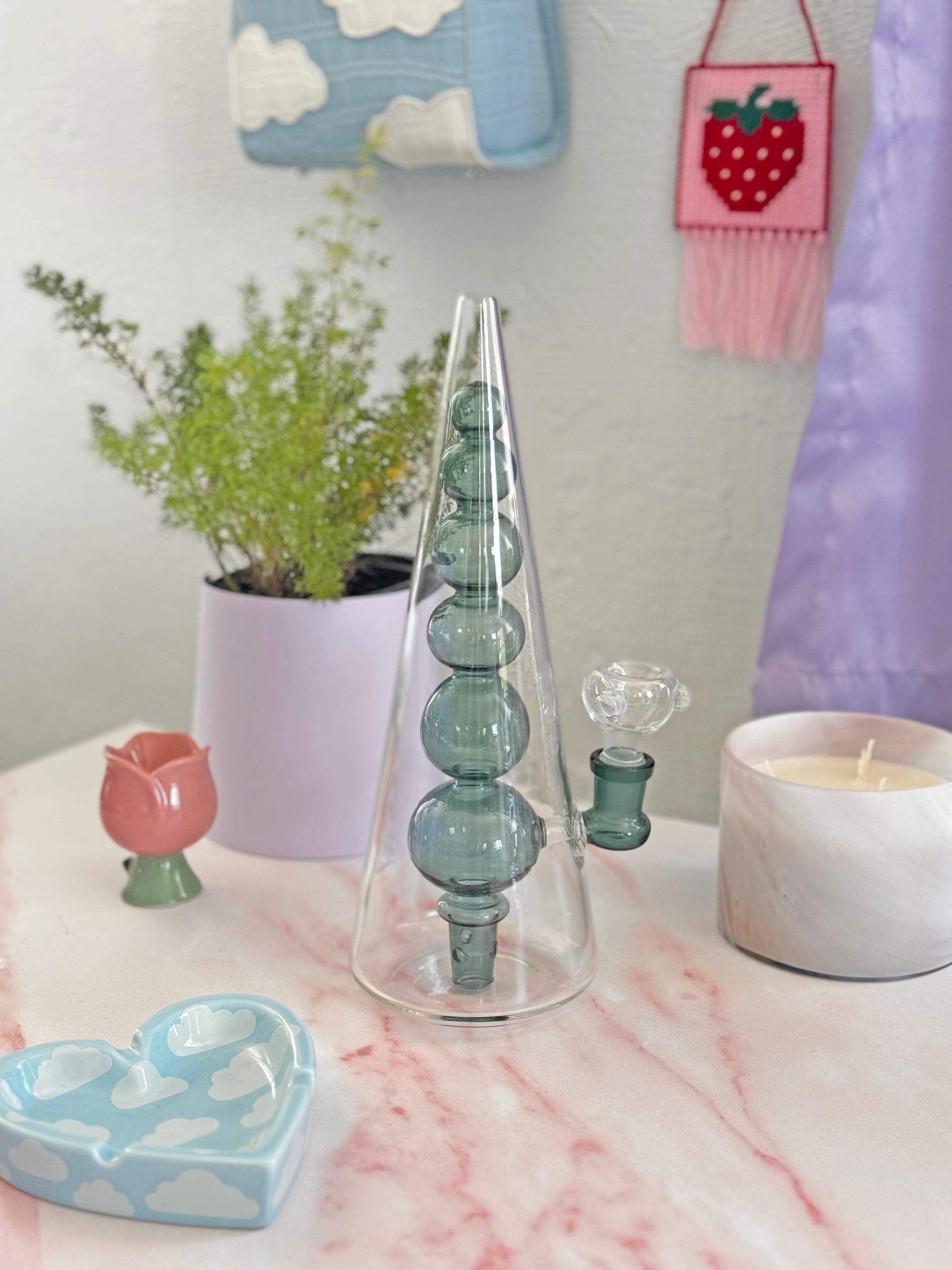 Bubble vase water pipe- teal