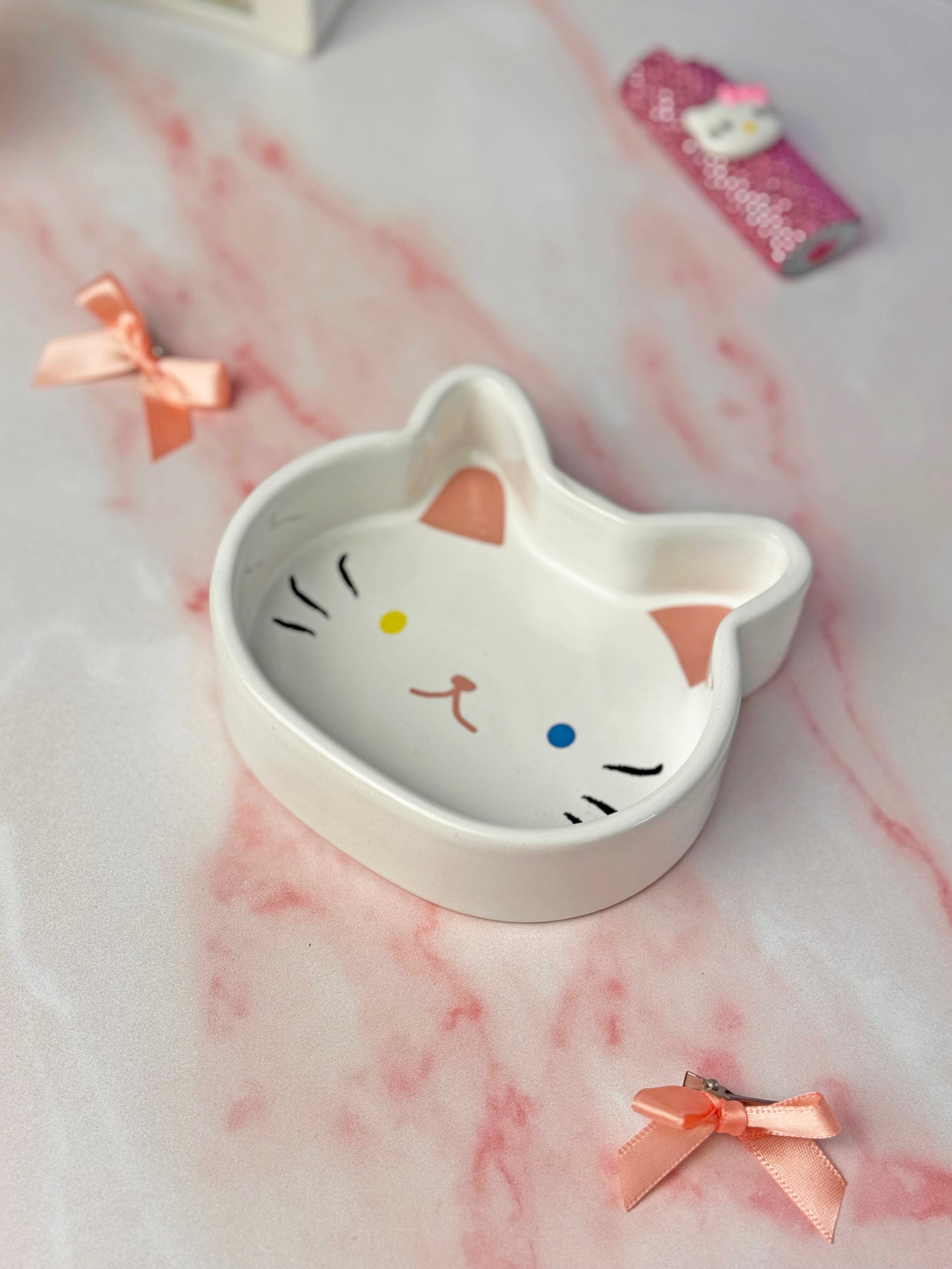 Cat Ash Tray - White