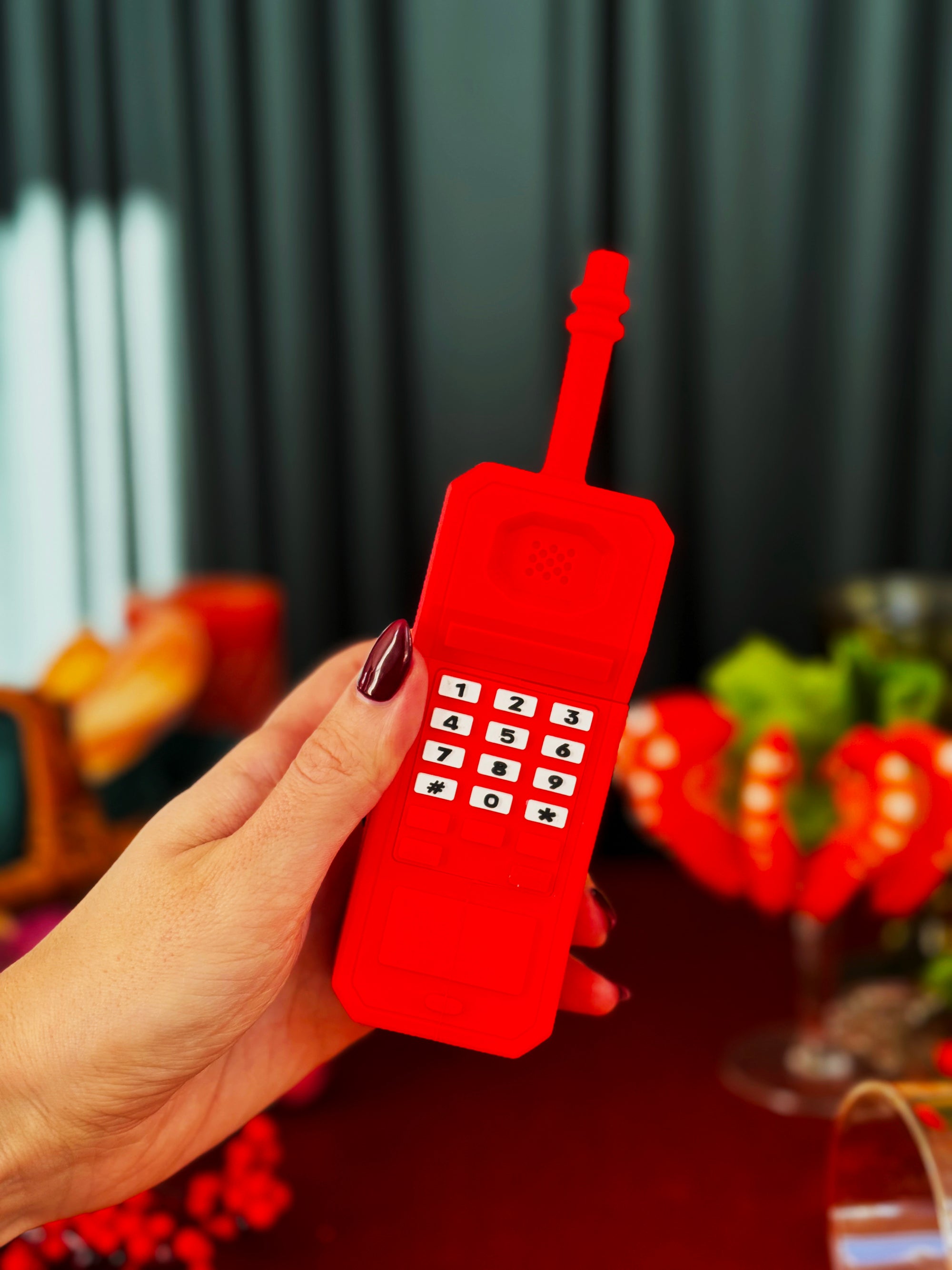 Silicone Retro Phone Bubbler- Red