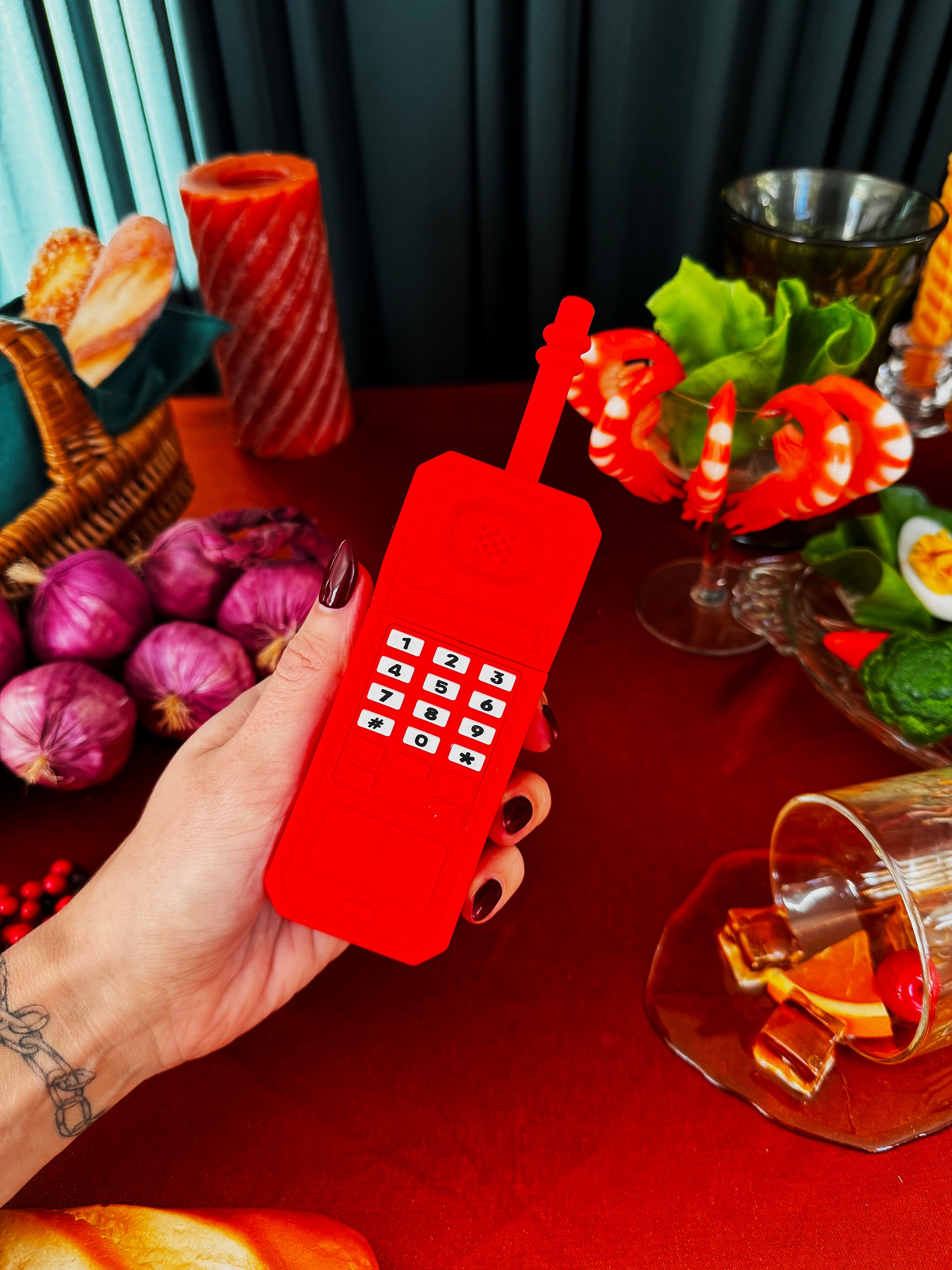 Silicone Retro Phone Bubbler- Red