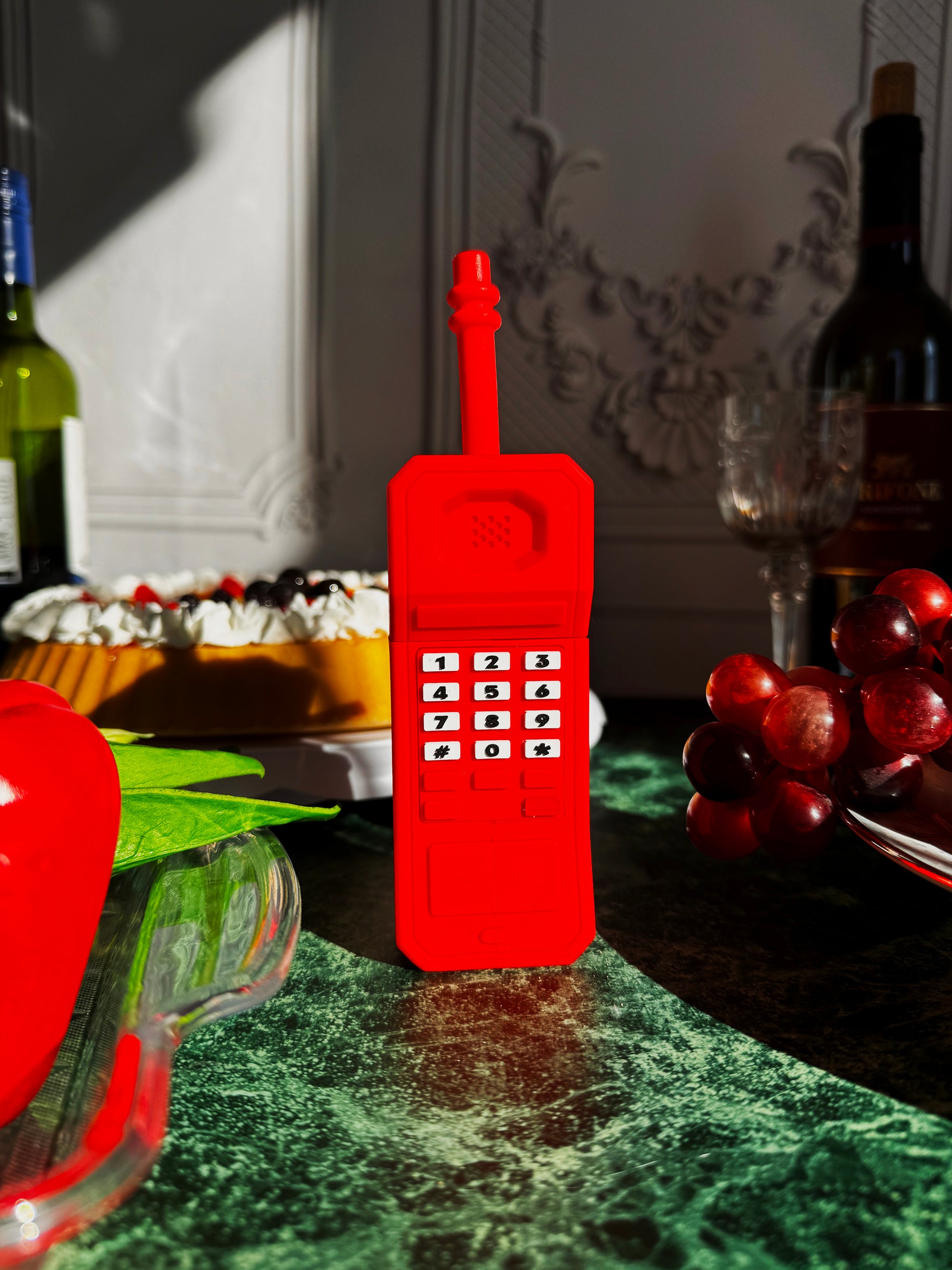 Silicone Retro Phone Bubbler- Red