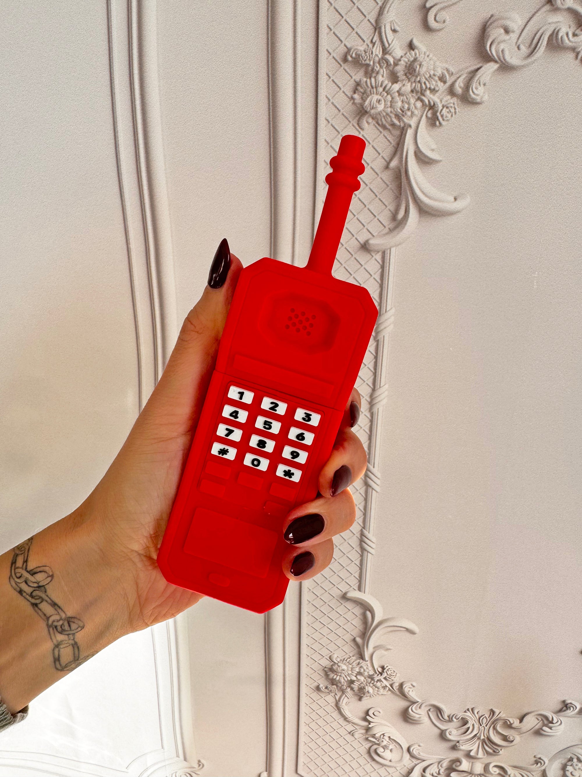 Silicone Retro Phone Bubbler- Red