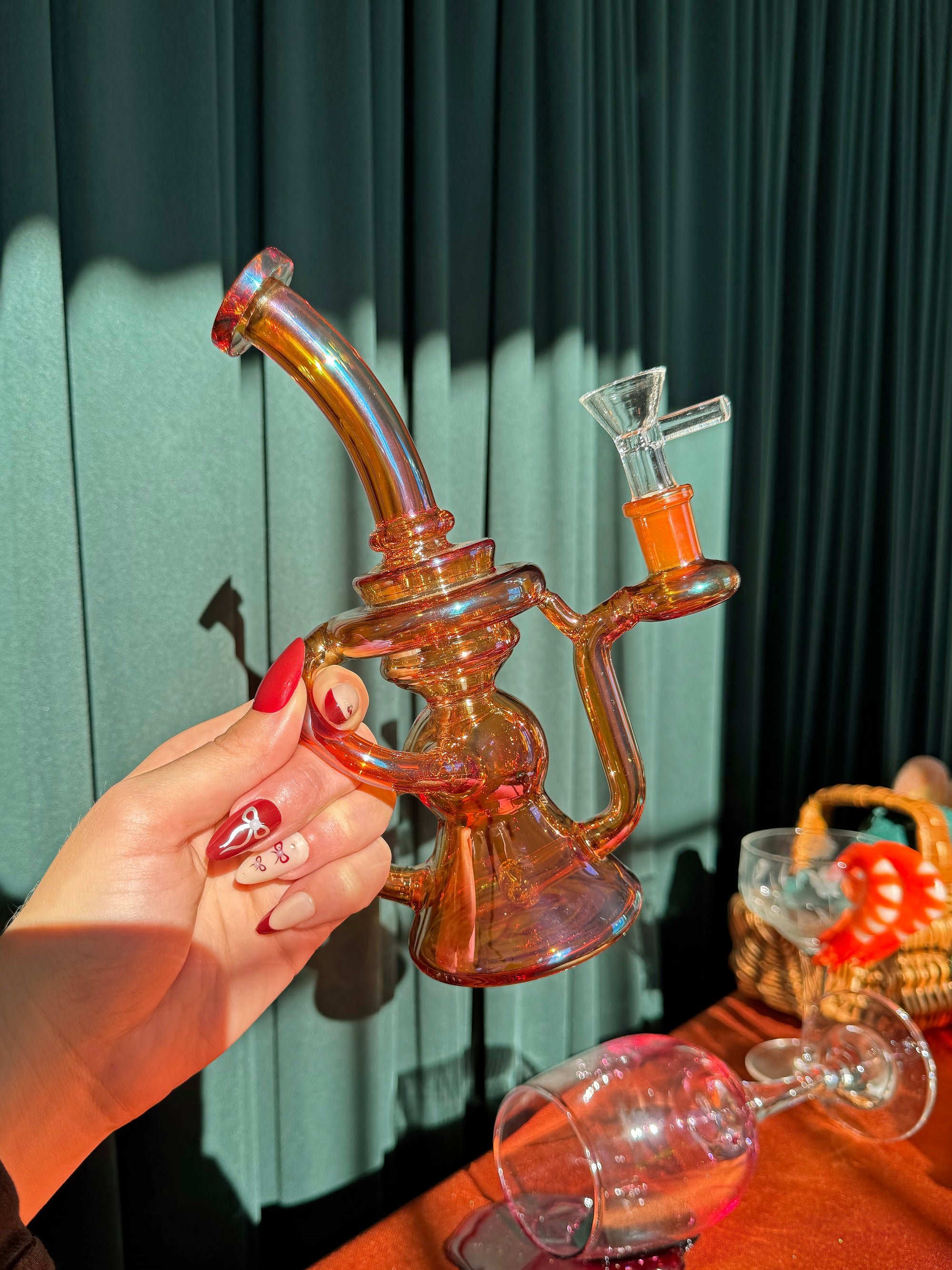 Hourglass Recycler- Ruby