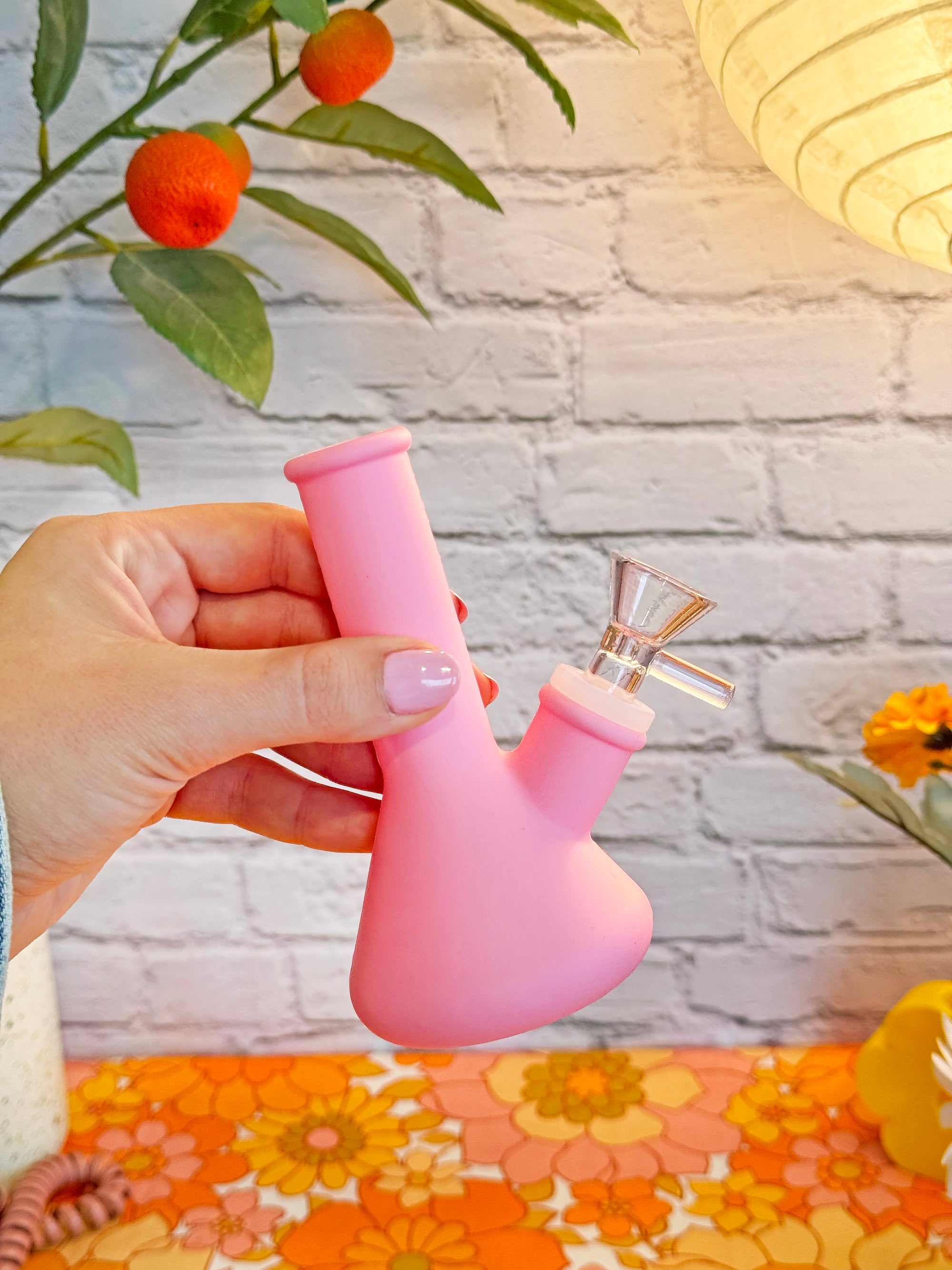 Mini Silicone Beaker Bong- Pink