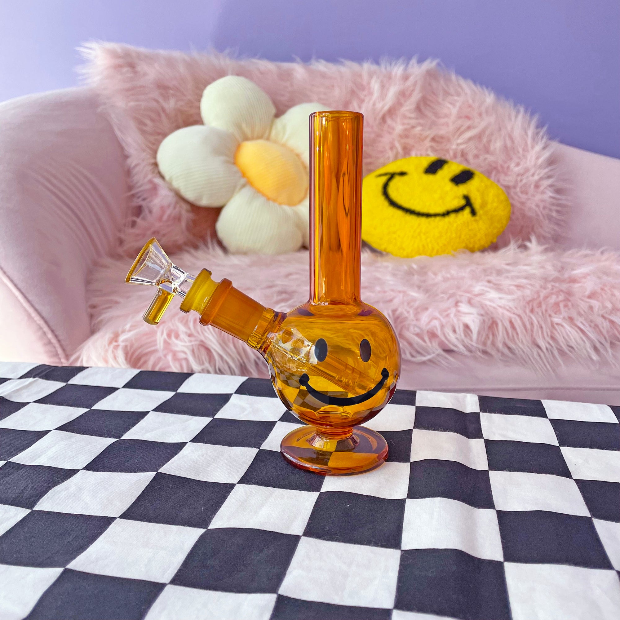 Smiley Mini Bong- Amber