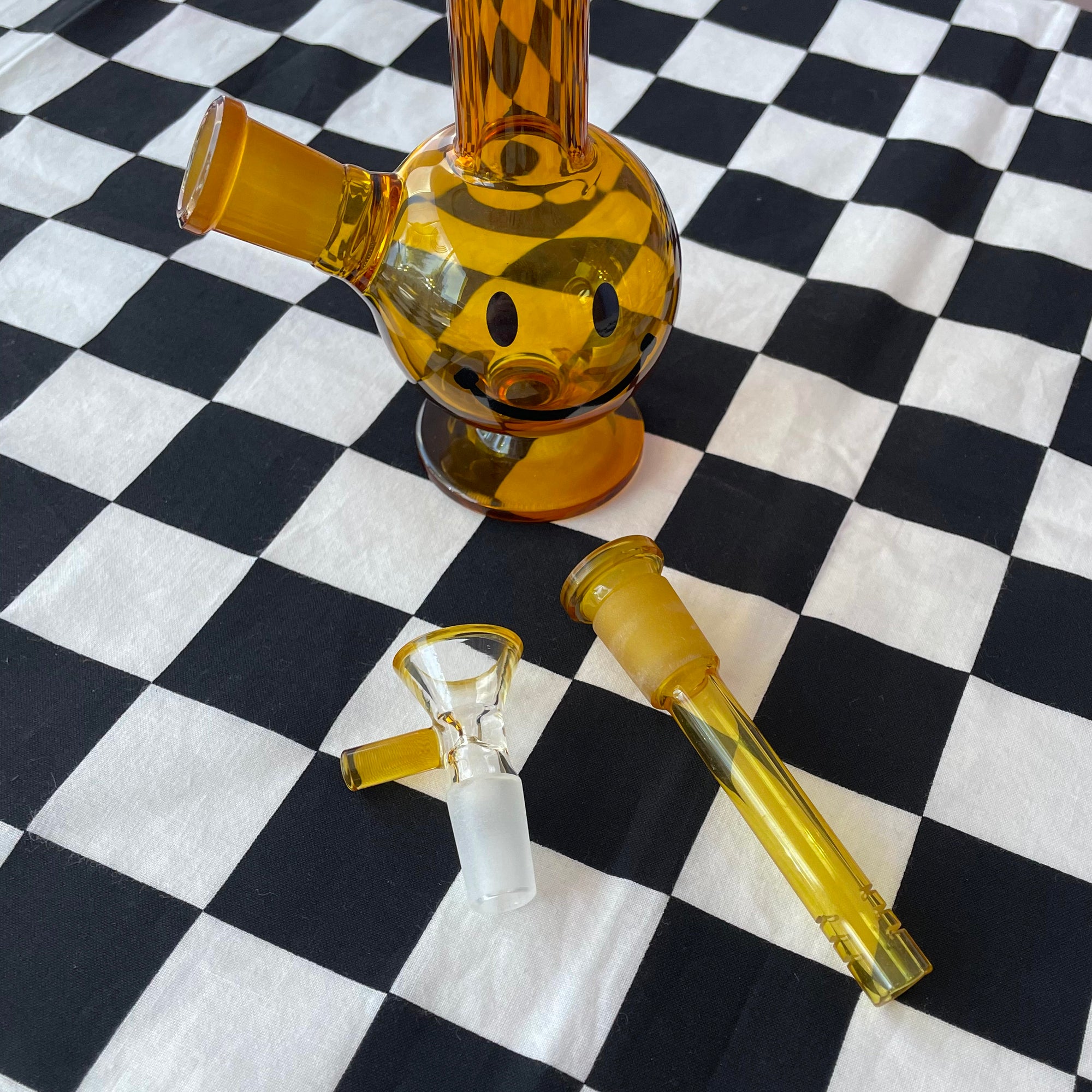 Smiley Mini Bong- Amber